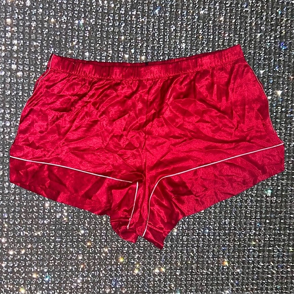 Victoria secret shorts red polkadot silky satin red shiny shimmer new with tags - Picture 1 of 5